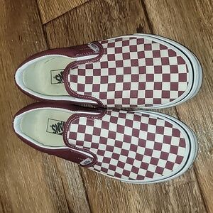 Vans Slip On Burgandy Checkers Juniors Size 6